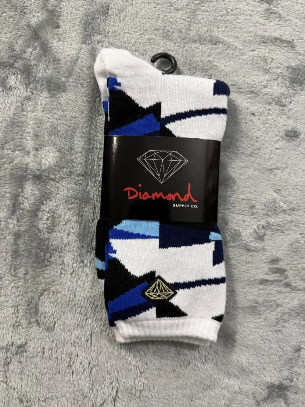 New Diamond Supply Co Simplicity Socks Men's One Size White Geometric Crew Skate